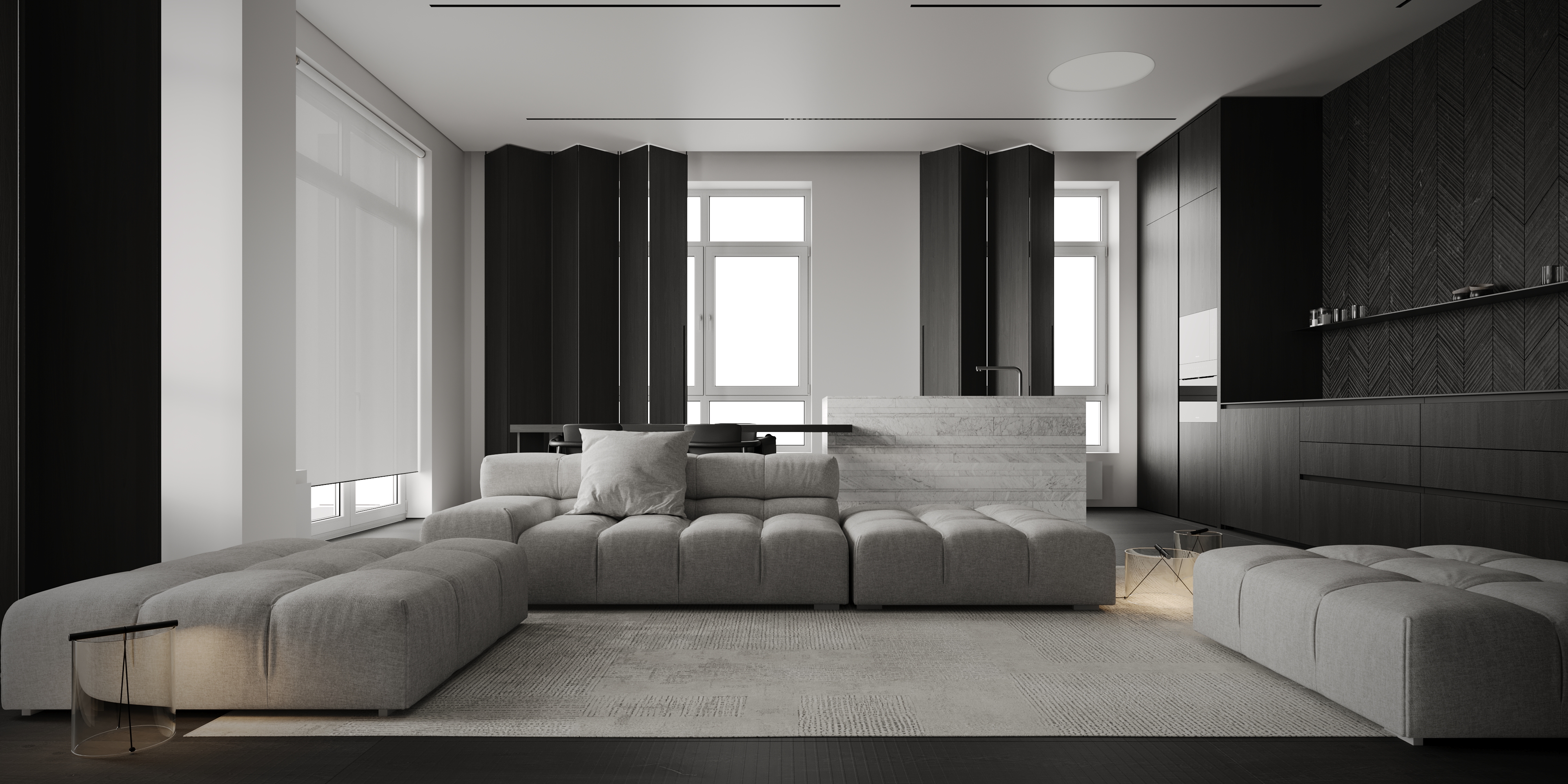 Уютный интерьер квартиры DOSFLOT 115 с теплыми тонами и комфортной атмосферой