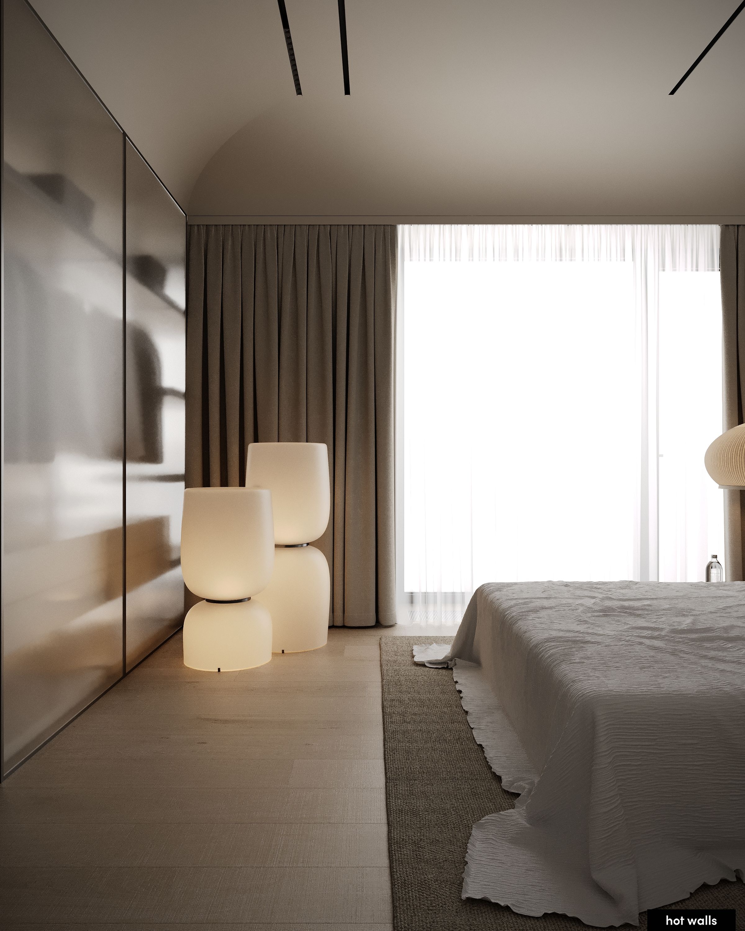 Спальня с чистыми линиями и минималистичным дизайном