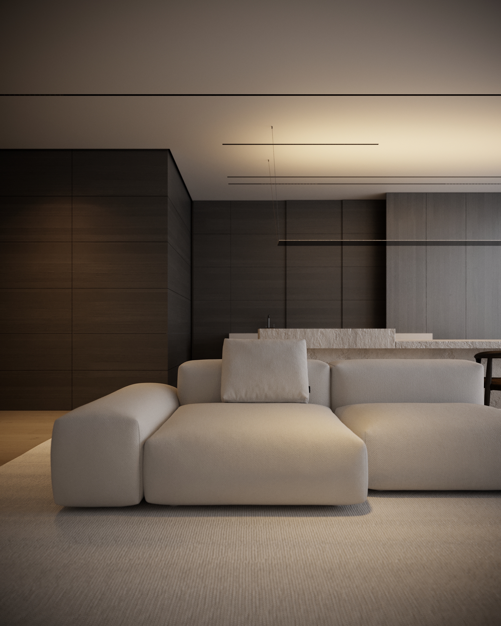 Гостиная с современными решениями и стильной мебелью