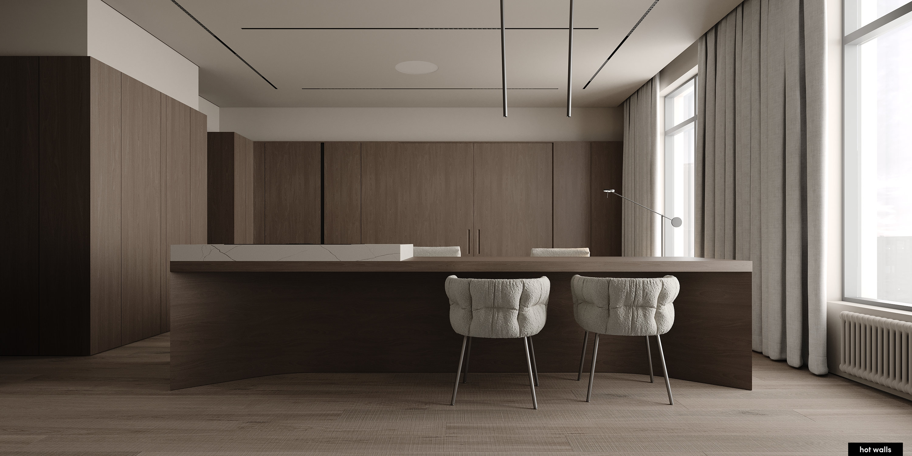 Кухня с современной техникой и стильной отделкой