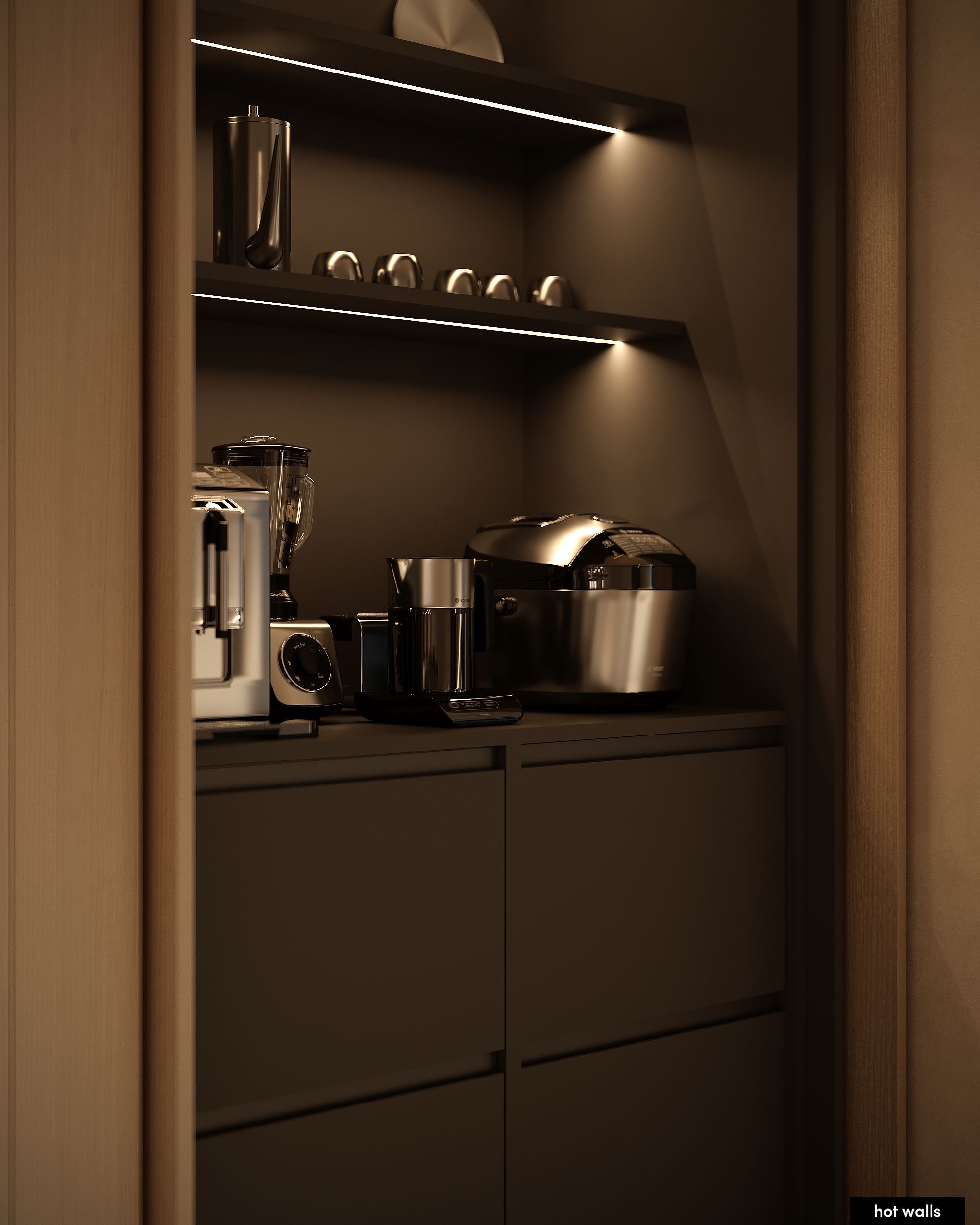 Общий вид интерьера с панорамными окнами